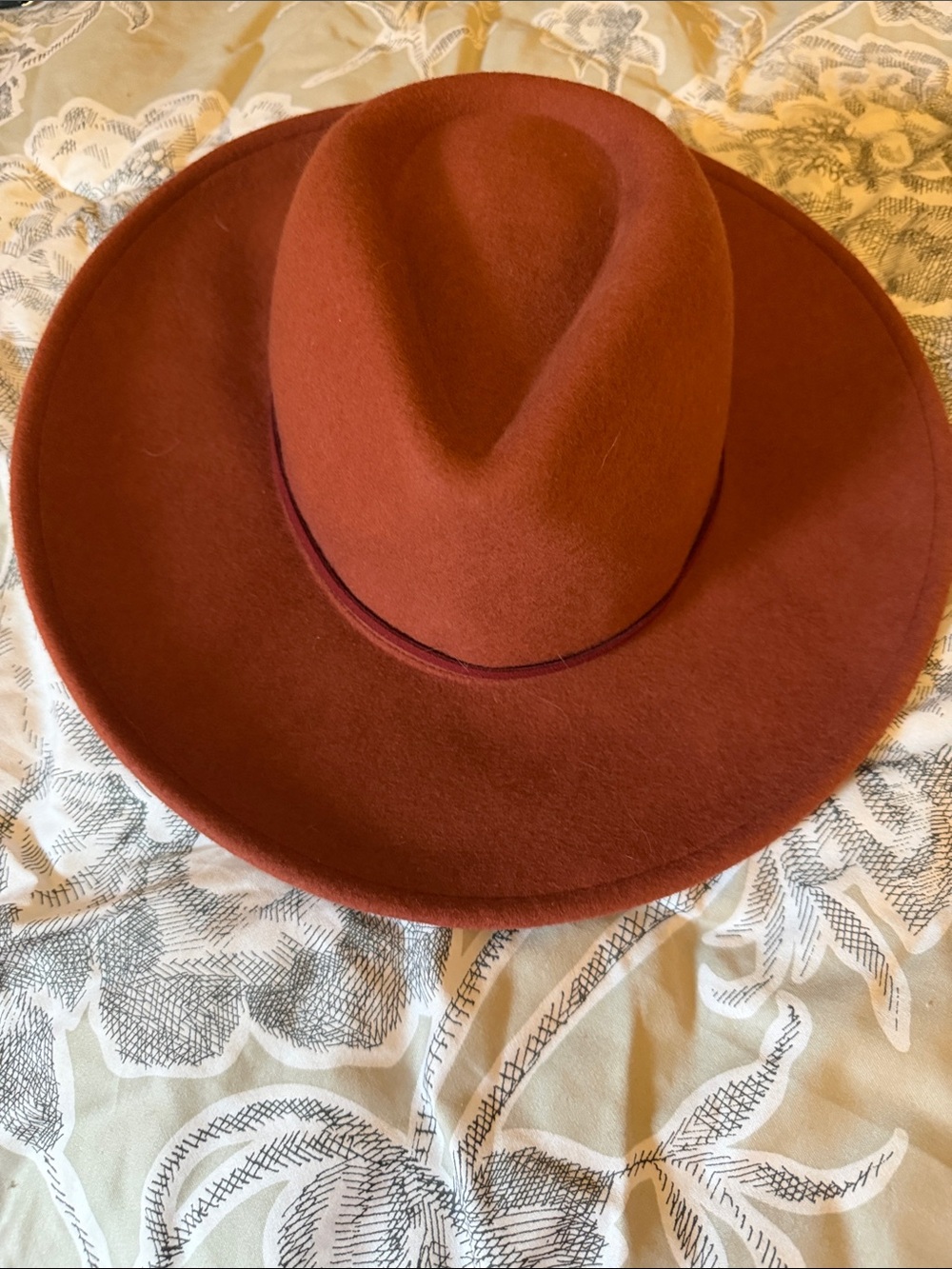 Sonoma Wide-Brim Wool Fedora in Burnt Orange